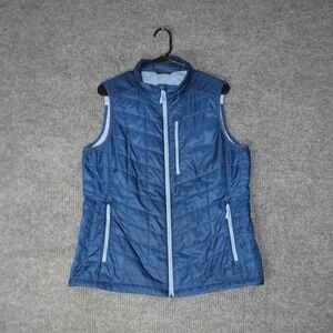 LL Bean PrimaLoft Packaway Vest Womens L Blue Quilted Full Zip 503400